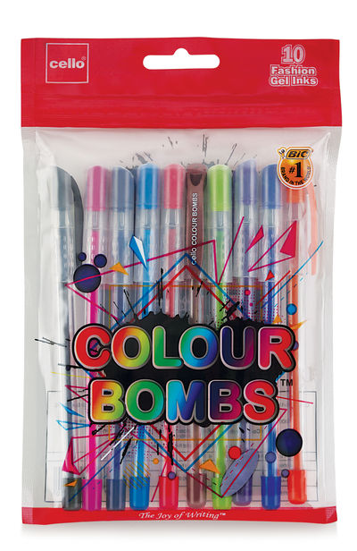 Cello Colour Bombs - 10pc Coloured Ink Gel pens