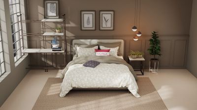 Nautica Designer 100% Satin Cotton Xl King Bedsheet With 2 Pillow Covers - 3Pc Set Floral-Sand