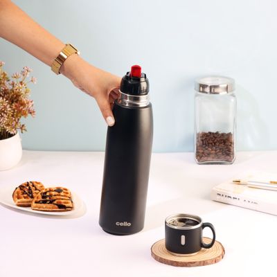 Cello Duro Cup Style Thermosteel Flask, 1000ml, Assorted