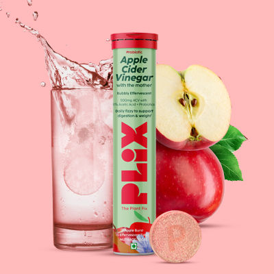 Plix Probiotic Apple Cider Vinegar Effervescent with 10bn CFU for Digestion, Gut Health & Metabolism - Pack Of 1