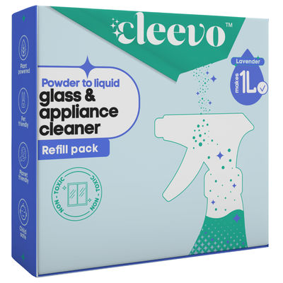 Cleevo Natural Glass Cleaner & Appliance Cleaner Spray Refill Pack Powder To Liquid