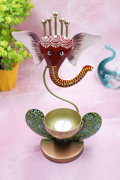 BAY6 Artisan Handpainted Ganesh T-Light Holder