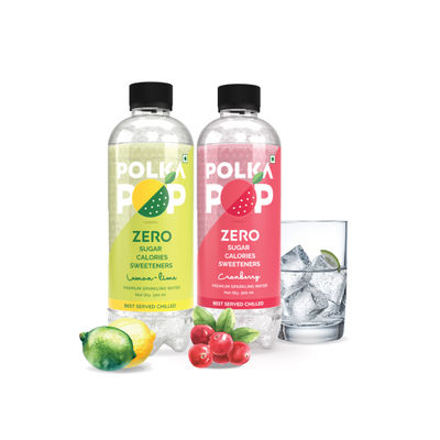 Polka Pop Cranberry Sparkling Water(300ml) & Polka Pop Lemon-Lime Sparkling Water(300ml) Combo