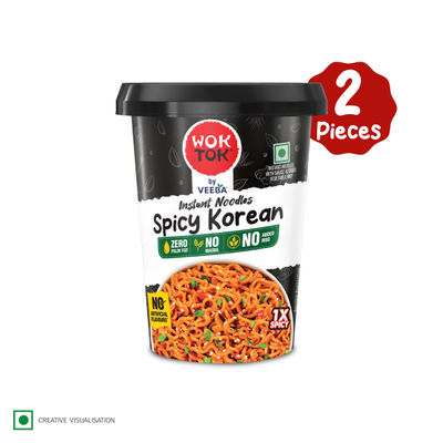 Wok Tok by Veeba Instant Noodles Spicy Korean | Pack of 2 | No Maida | No palm oil