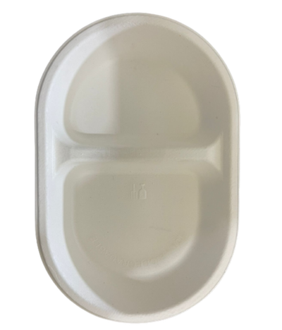 Vinay Trading 2 compartment Bagasse Tray Ideal For Starters/ Dips And Snacks