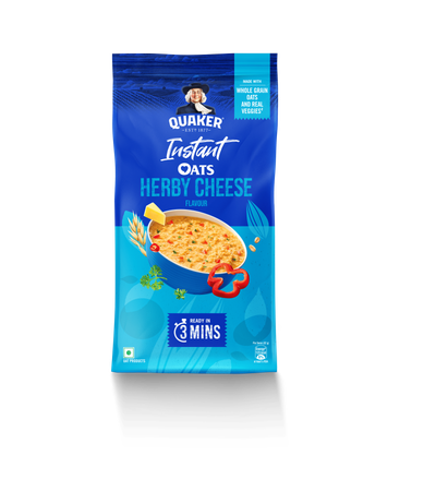 Quaker Herby Cheese Oats | Pouch | Added Sugar-free and Trans Fat-free