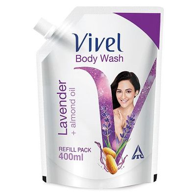 Vivel Body Wash Lavender & Almond Oil Shower Creme Liquid Refill Pouch