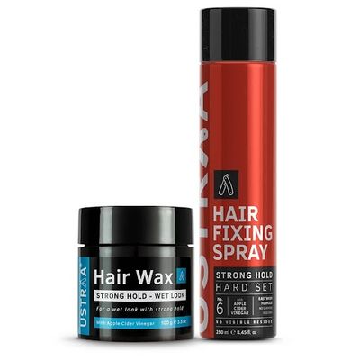 Ustraa Fixing Hair Spray Strong Hold - 250ml + Strong Hold Hair Wax - 100g