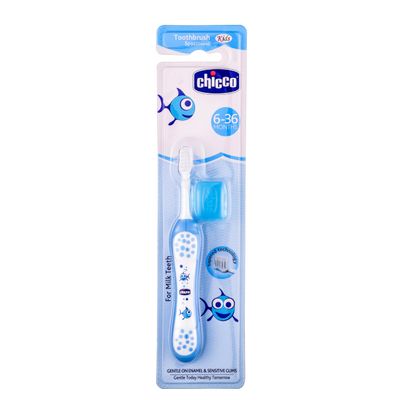Chicco Animals Baby Toothbrush For Kids | Blue | 6 months - 3 years
