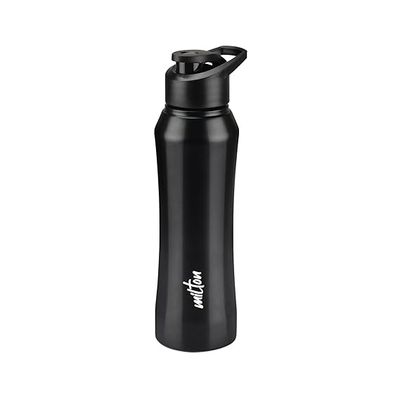 Milton Comet Single Wall Stainless Steel Water Bottle - 750 ml | Leakproof | Black