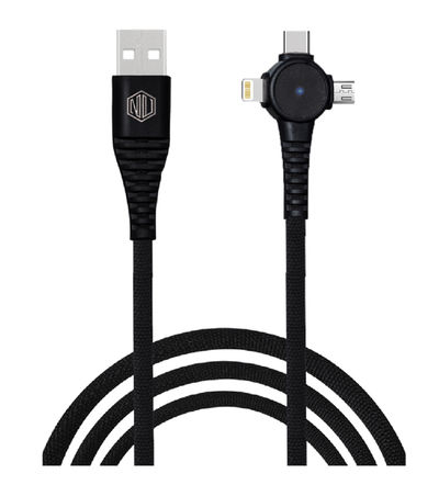 Nu Republic Blaze Trinity 2.0 3 In One Usb A To Type C Microusb Type L 1 M (Black)