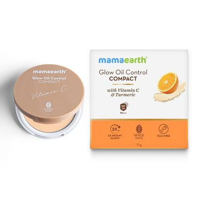 Mamaearth Glow Oil Control Compact Spf 30 With Vitamin C & Turmeric Instant Glow - (Ivory Glow)
