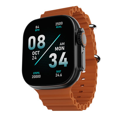 boAt Wave Glory Smartwatch with Bluetooth Calling | 1.96" HD Display | Premium Metal Body - Orange