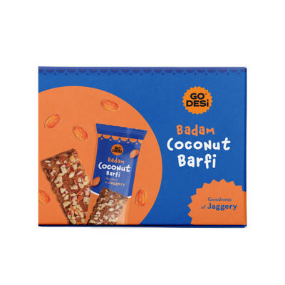 Badam Coconut Barfi, 8 Pcs | Burfi | Sweets | By GO DESi