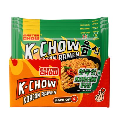 MasterChow K-Chow Korean Ramen Veg Instant Noodles Pack of 4