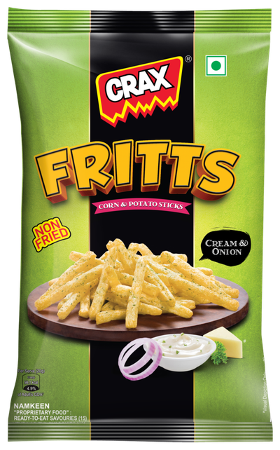 Crax Fritts Cream and Onion Corn & Potato Stick Snacks