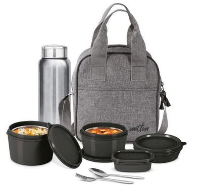 Milton Savor Lunch Tiffin (3 Microwave Safe Inner Steel Containers, 180/320/450 Ml;