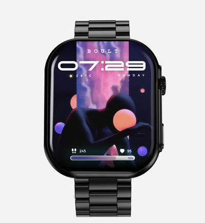 Boult Crownx 2.0" Hd Screen, Bt Calling,1000Nits, Metallic Frame, Spo2 Smartwatch (Jet Black Strap)