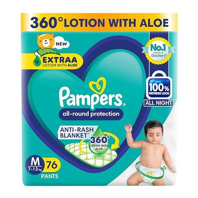 Pampers All Round Protection Pants Diaper For Kids | White | M (7 - 12 kg)
