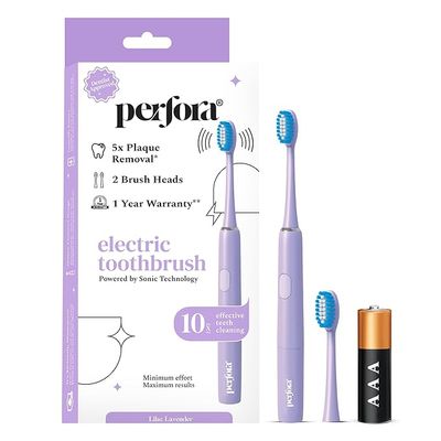 Perfora Electric Toothbrush - Lilac Lavender - With 𝟮 𝗖𝗟𝗘𝗔𝗡𝗜𝗡𝗚 𝗠𝗢𝗗𝗘𝗦 𝗪𝗜𝗧𝗛 𝗦𝗠𝗔𝗥𝗧 𝗠𝗘𝗠𝗢𝗥𝗬
