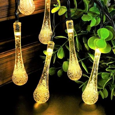 Desidiya Led Water Drop String Light - Warm White Delicate Raindrop Design For A Soothing Glow