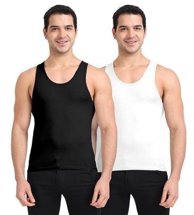Regular Fit Organic Cotton Vest for Men - Pack of 2-L