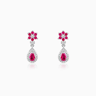 Giva Silver Pink Flower Mini Drop Earrings