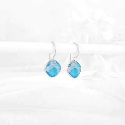 Giva Silver Aqua Blue Crystal Earrings