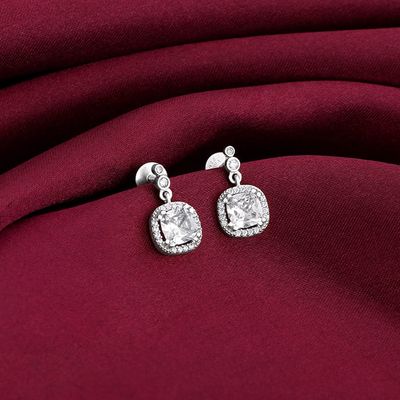Giva Silver Zircon Halo Earrings
