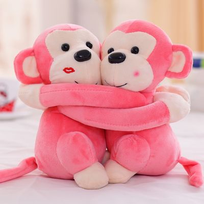 Babique Monkey's Cuddly Couple Soft Toys Plush Stuffed Teddy Bear for Kids Birthday Gift (Pink)