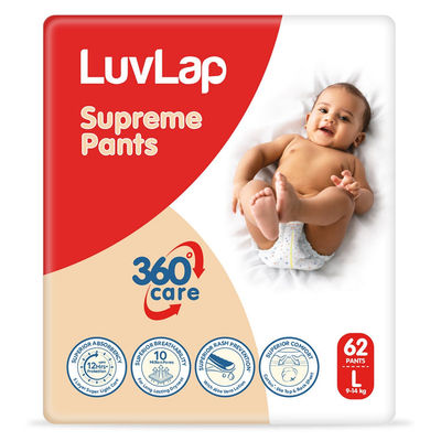 LuvLap Supreme Diaper Pant Diapers For Kids | White | L (9 - 14 kg)