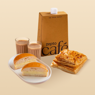 Bun Maska + Veg Puff + Adrak Chai
