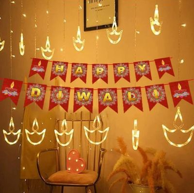 Desidiya Diya Shaped Decorative Led Lights - Warm White, Festive Radiance - Warm White