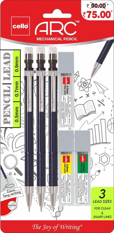 Cello Arc Mechanical Pencil Blister - 3 MP + 3 Lead Box