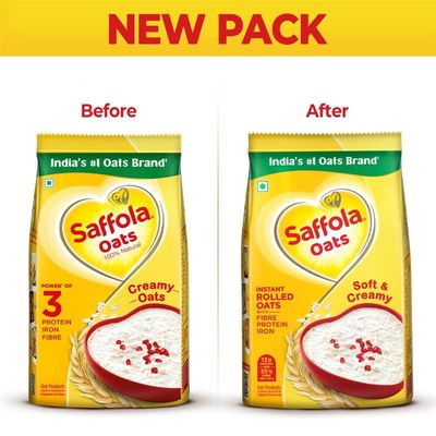Saffola Oats Rolled Oats Delicious Creamy Oats 100% Natural High Protein & Fibre Healthy Cereal