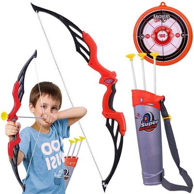 Toyshine Big Size Archer Bow And Arrow Set With Quiver And 3 Suction Arrows And Target (Red)�