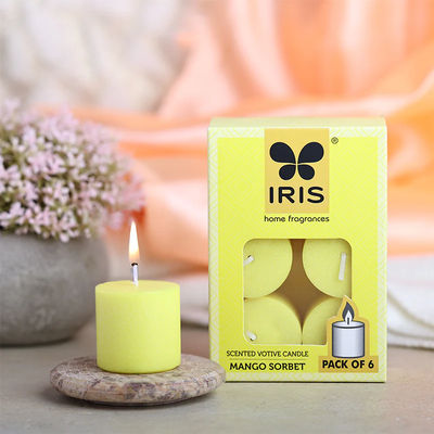 Iris Home Fragrance Mango Sorbet Scented Votive Candles Refill- Pack Of 6