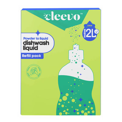 Cleevo Natural Dishwash Liquid Pack Non-Toxic Eco-Friendly Powder To Liquid Lime