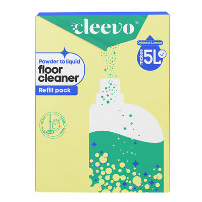Cleevo Natural Floor Cleaner Refill Pack Non-Toxic Eco-Friendly Powder To Liquid Lemon