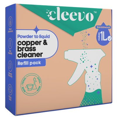 Cleevo Natural Copper Brass & Silver Cleaning Spray Pack Powder To Liquid