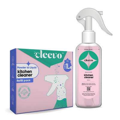 Cleevo Natural Kitchen Cleaner Spray Bottle Pack Cleans Stove Chimney Tile Powder To Liquid
