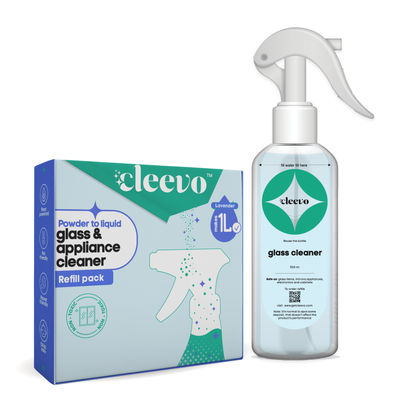Cleevo Natural Glass Cleaner & Appliance Cleaner Spray Pack Powder To Liquid