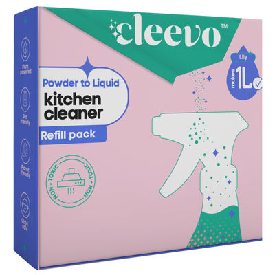 Cleevo Natural Kitchen Cleaner Spray Refill Pack Cleans Stove Chimney Tile Powder To Liquid