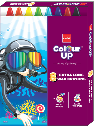 Cello Colourup Extra Long Crayons 8 Shades