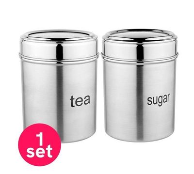 Vinayak Tea-Sugar Stainless Steel Canister Set (800 Ml, 2 Pieces)