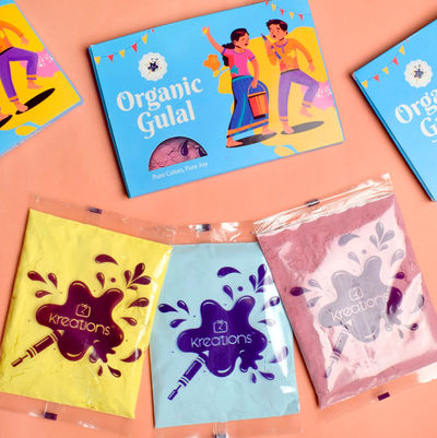 Kreations Pack Of 3 Organic Gulal Holi Colors - Blue Box