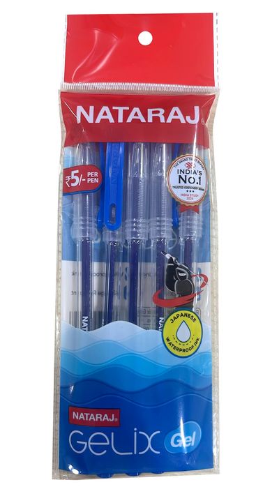 Nataraj Gelix Gel Pen, Japaness Waterproof ink, Clear & smooth writing Pack of 5
