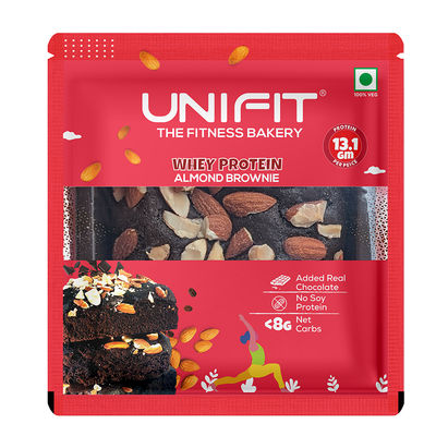 Unifit Almond Brownie | Rich - Nutty and Fudgy | High Protein and Fiber | Guilt-Free Indulgence