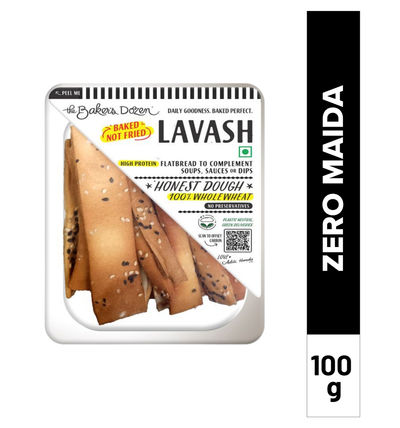 The Baker's Dozen Zero Maida Lavash Baked Snack No Palm Oil No preservatives 100% Wholewheat
