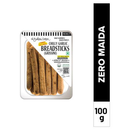 The Baker's Dozen Zero Maida Breadsticks (Grissini) Baked Snack No Palm Oil No preservatives 100% Wholewheat